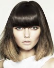 medium long bob with deep bangs