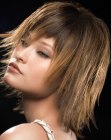 soft bob cut with feathered ends
