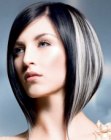 A-line bob with color streaks