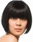 chin length bob with thick bangs