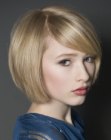 neck length bob with a side fringe