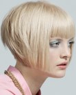 short angled bob with a rounded back