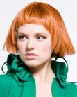 orange bob with short bangs