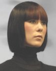 bob cut and an unfolded turtleneck