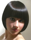 super sleek bob with bangs