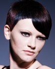 pixie cut with curved lines