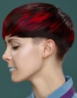 pixie with undercut red and brown hair