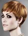 pixie haircut with a short fringe