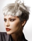 silver hair in a pixie with short bangs