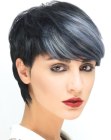 pixie cut with silver highlights