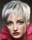 pixie cut with the sides contoured around the ears