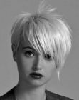 pixie style with a diagonal fringe