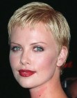 Charlize Theron wearing her hair in a short pixie