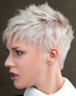 side view of a pixie cut