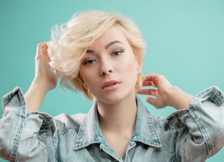 Girl with short bleached hair