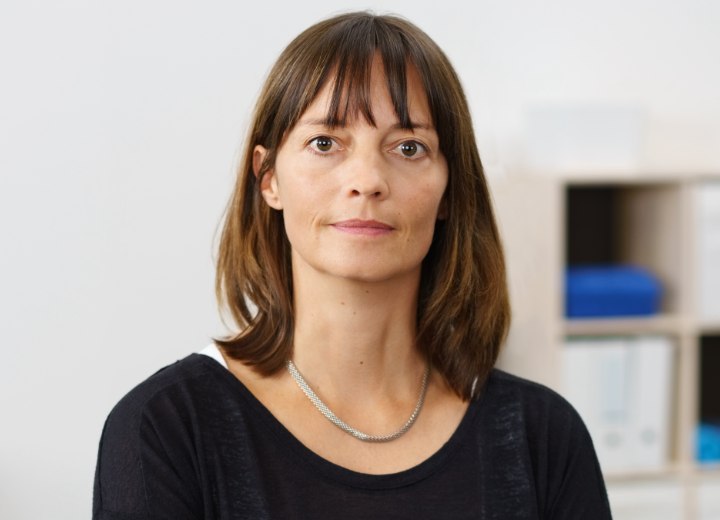 Brunette with medium length hair