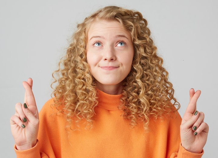 Girl with long curly hair