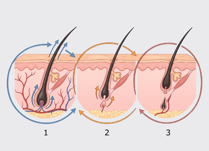 The 3 phases of a hair follicle