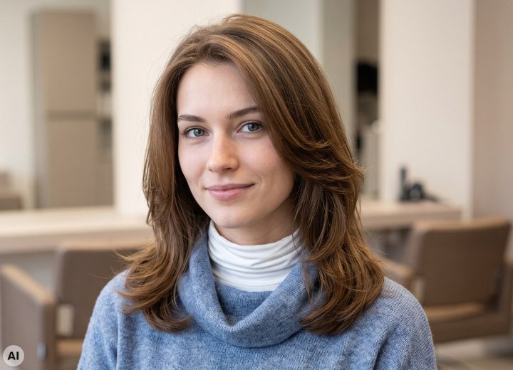 Long hairstyle for a woman with high cheekbones