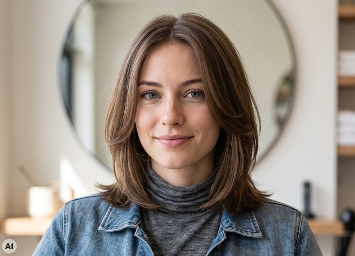 Medium hairstyle for a woman with high cheekbones