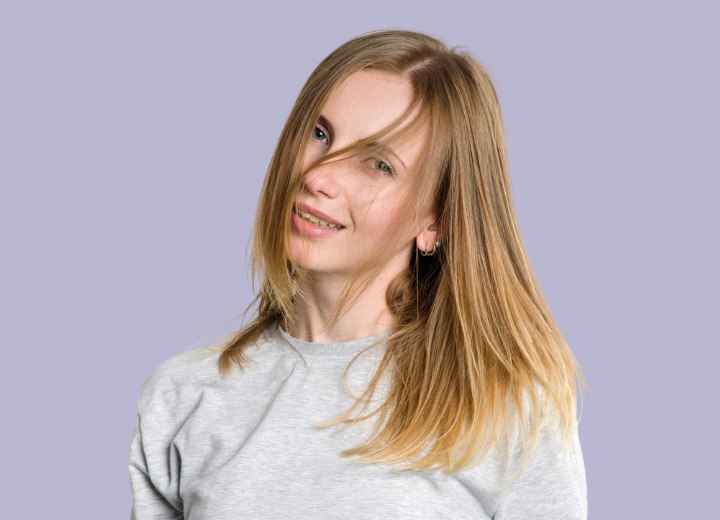 Woman with long oily hair