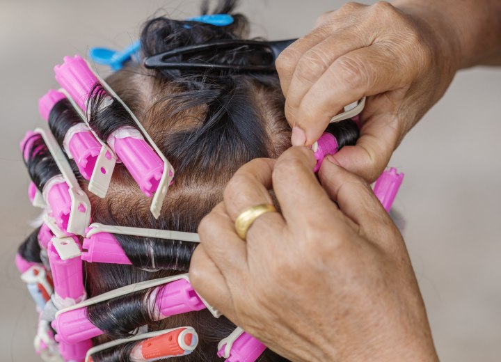 Perming hair with perm rods