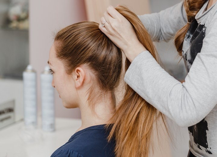 Preparing a ponytail for cutting