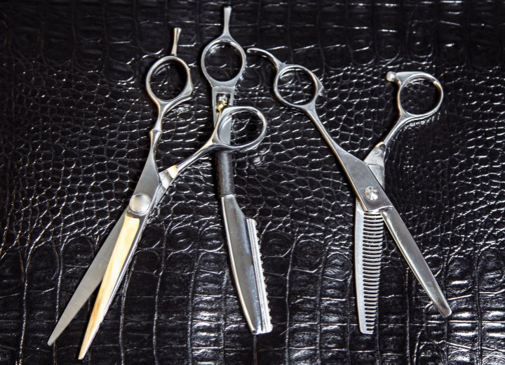 Hair cutting scissors and razor