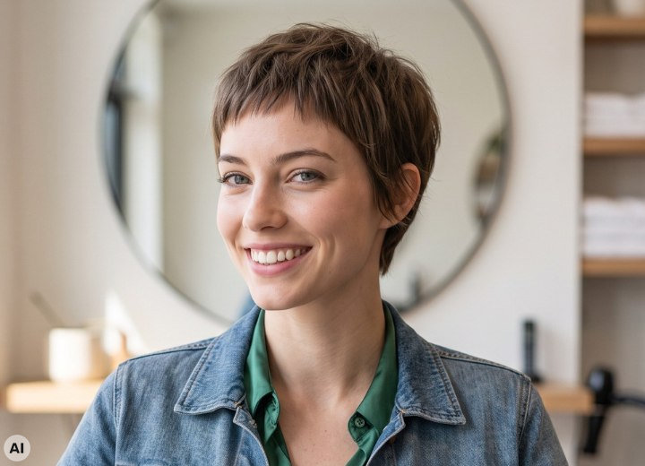 Short hairstyle for a woman with high cheekbones