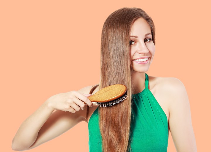 Woman with smooth and shiny long hair