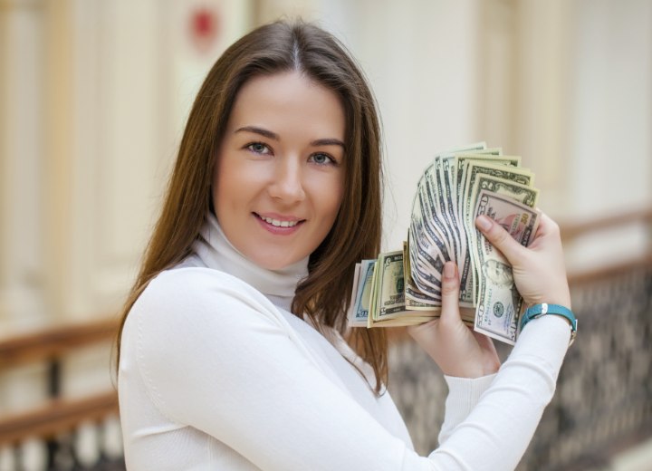 Woman showing the cost of hair straightening