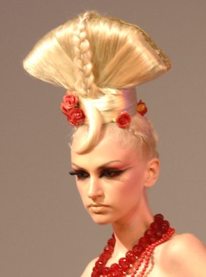 Hair topped with roses