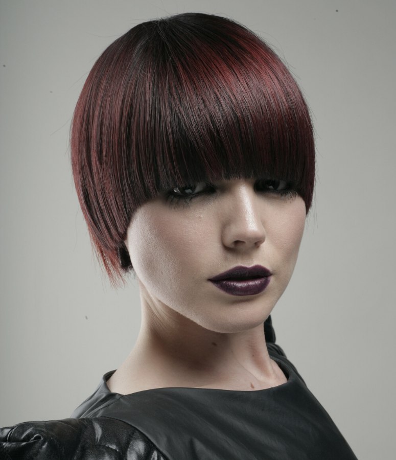 Slick short hairstyle with the crown combed all around the ...