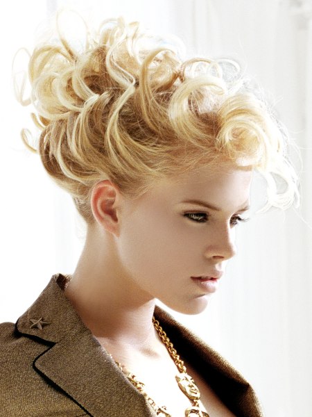 Updo with curls and all hair away from the face