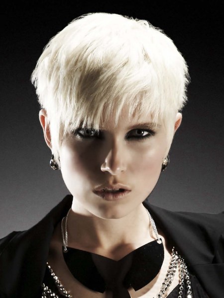 Modern platinum blonde pixie