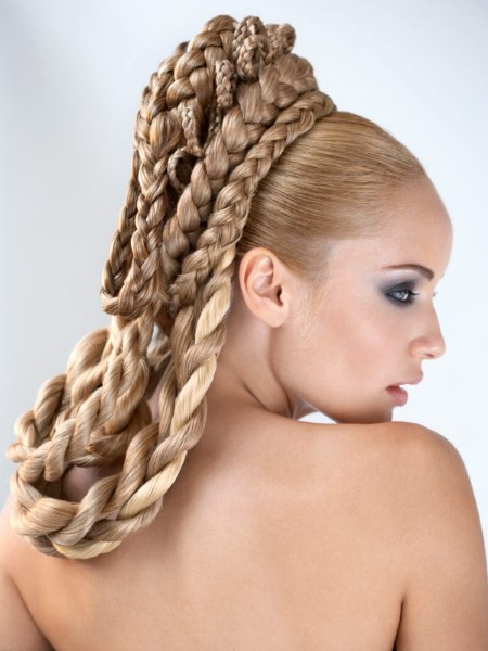 Blond hair with layered braids
