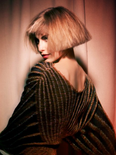 Trapeze shape cut bob for thick hair