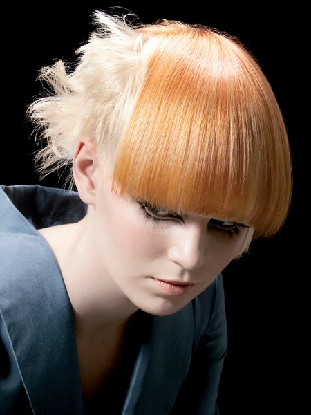 Short cropped hair and orange hair coloring