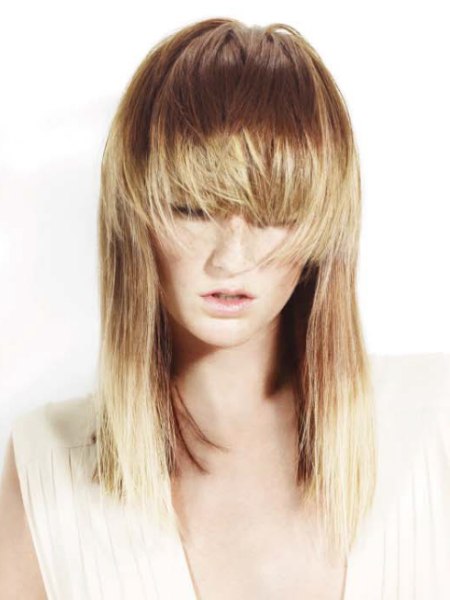 Long hair with varying lengths and layers of color