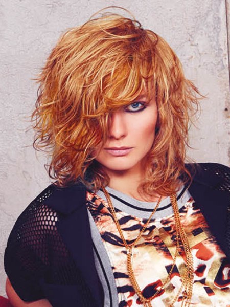 Scrunched and ruffled medium-length hair