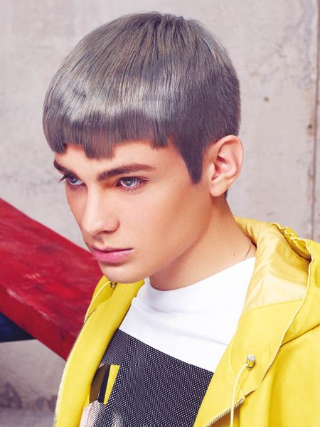 Eccentric style with metallic gray hair for men