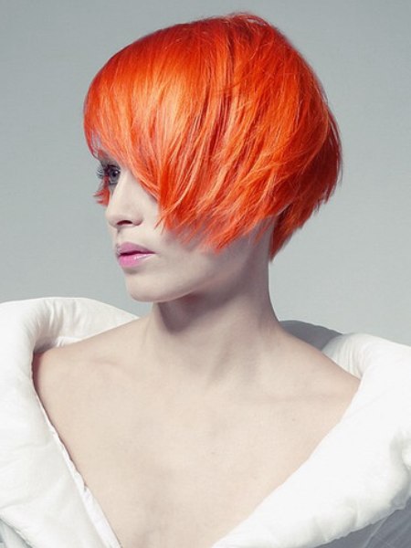 Lava red hair color for a bob-inspired cut