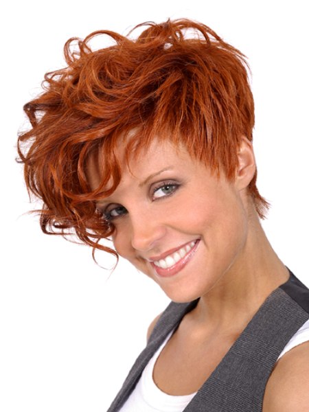 Textured short red hair with curls