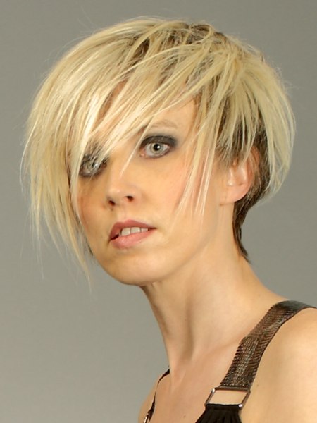 Blonde hair cut with a tight neck section