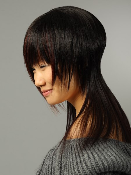 Asian hair with tapered sides and an elongated neck