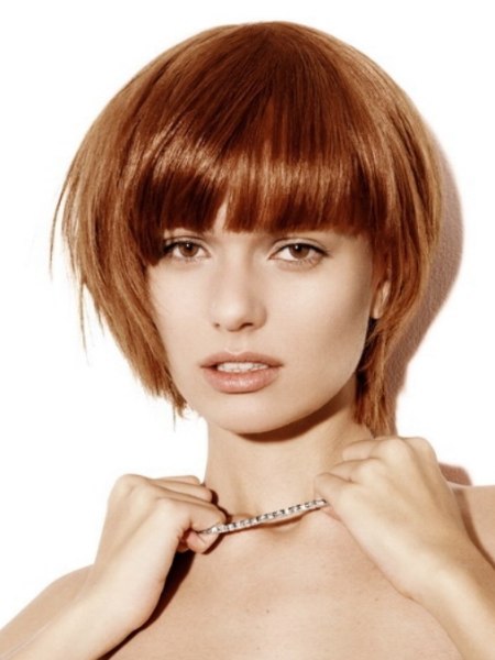 Asymmetrical bob with blunt bangs