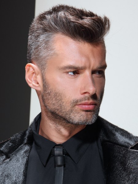 Salt-and-pepper-colored hair for men