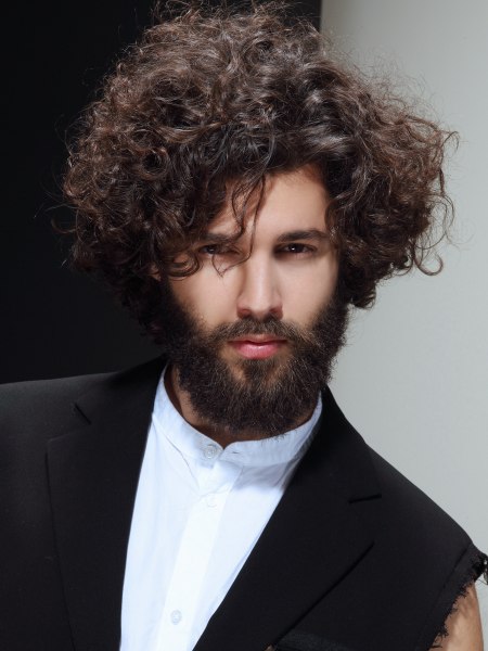 Long hairstyle with curls for men