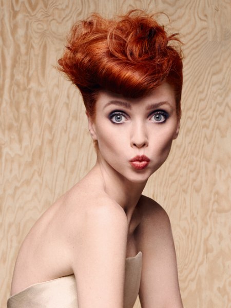 Fun upstyle with tight sides for red hair