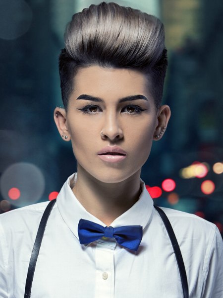 Androgynous haircut with very short sides
